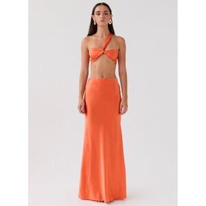 Peppermayo‎ Exclusive - Hidden Oasis Satin Maxi Skirt - Tangerine Women's Size 2